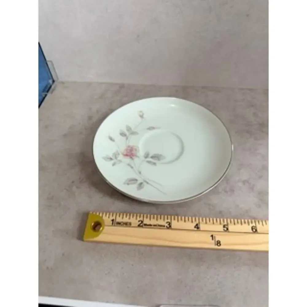 Vintage Royal Song Remembrance 5442 Pink Rose Silver Trim Saucer Fine China
